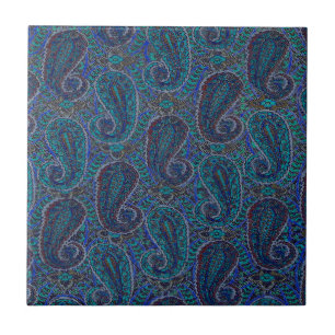 Paisley Blau Indisch Boho Klassisch Vintage Fliese