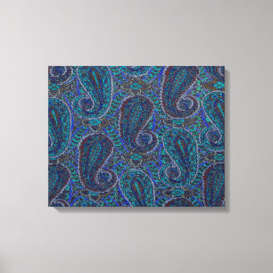 Paisley Blau Indisch Boho Klassisch Vintage Leinwanddruck