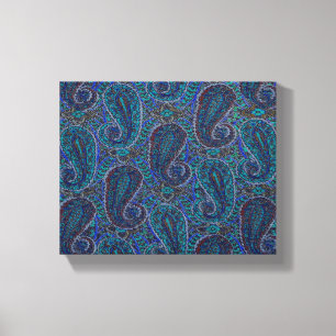 Paisley Blau Indisch Boho Klassisch Vintage Leinwanddruck