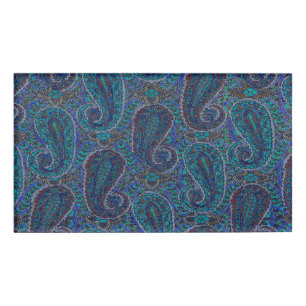 Paisley Blau Indisch Boho Klassisch Vintage Namenschild