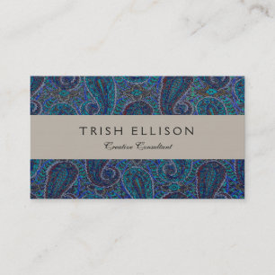 Paisley Blau Indisch Boho Klassisch Vintage Visitenkarte