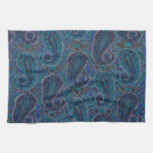 Paisley Blau Indischer Boho-Kunststoffmuster Handtuch