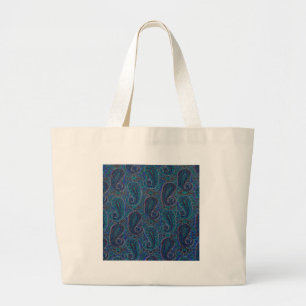Paisley Blau Indischer Boho-Kunststoffmuster Jumbo Stoffbeutel
