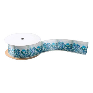 Paisley-Blau Satinband