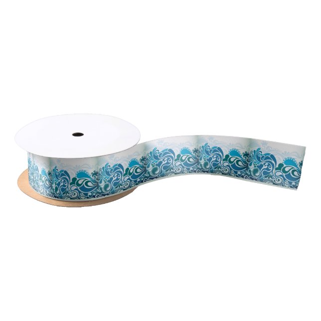 Paisley-Blau Satinband (Spule)