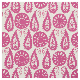 Paisley-Block rosa Elfenbein Stoff