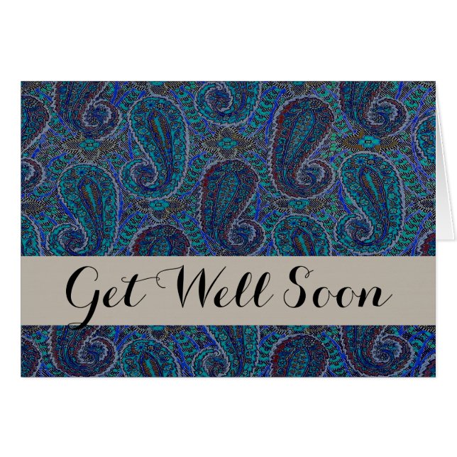 Paisley Blue Indian Boho Art Pattern (Vorderseite (Horizontal))
