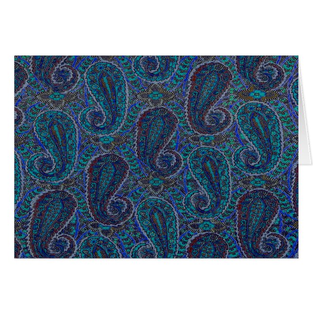 Paisley Blue Indian Boho Art Pattern (Vorderseite (Horizontal))