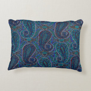 Paisley Blue Indian Boho Art Pattern Dekokissen