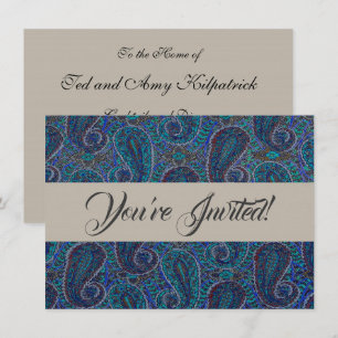 Paisley Blue Indian Boho Art Pattern Einladung