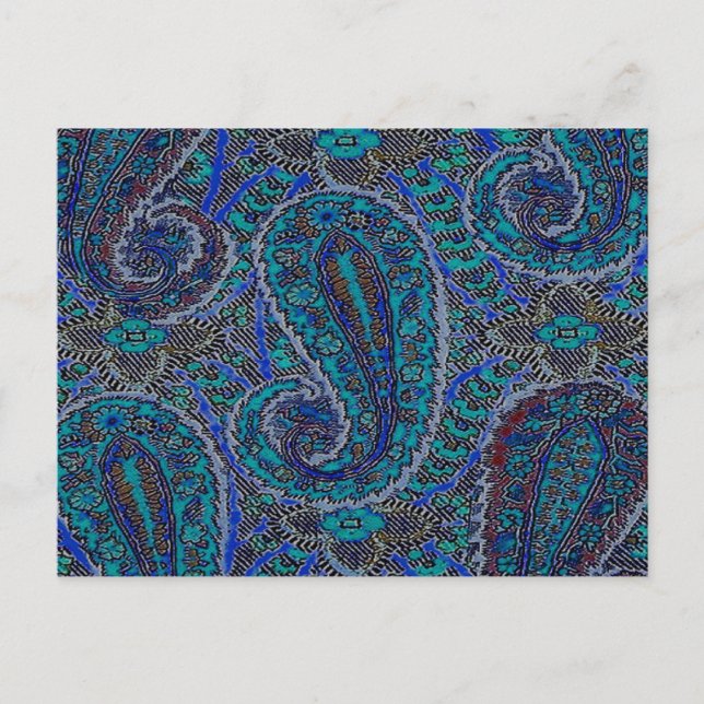 Paisley Blue Indian Boho Art Pattern Postkarte (Vorderseite)