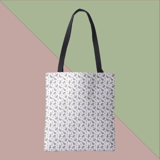 Paisley Blume Dots Lila rosa grünes Muster (A tote bag with a paisley, flower and polka dot pattern in pink, green, blue and purple.)