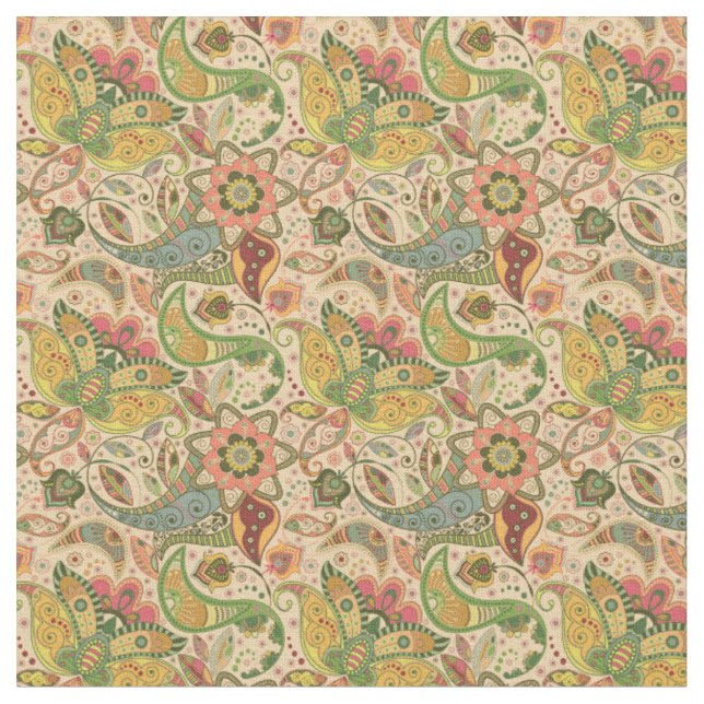 Paisley Blume Fabric | Elegantes Blumendesign Stoff (Nahaufnahme)