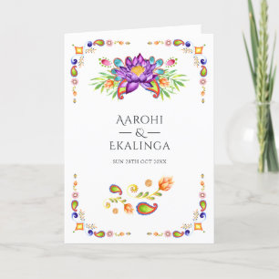 Paisley-Blumen-Indische-Hochzeit Programm