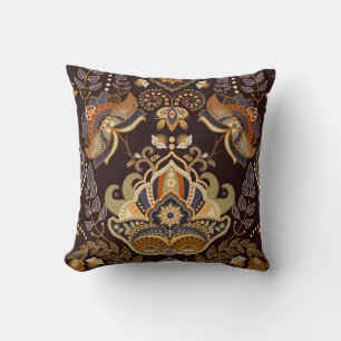 Paisley Blumen nahtlos Muster. Dunkle Kulisse mit Kissen