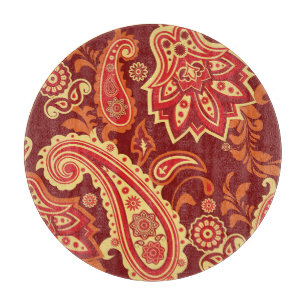 Paisley, Blumen: ornamentales nahtloses Muster Schneidebrett