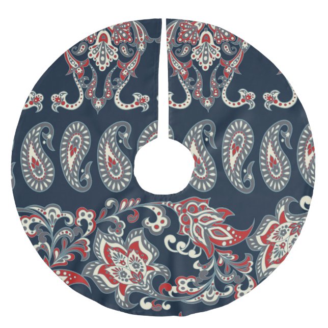 Paisley, blumengeschmückt, Damast Vintag. Polyester Weihnachtsbaumdecke (Vorderseite)