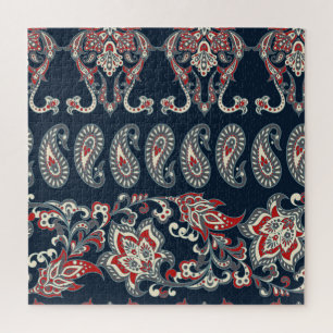 Paisley, blumengeschmückt, Damast Vintag. Puzzle