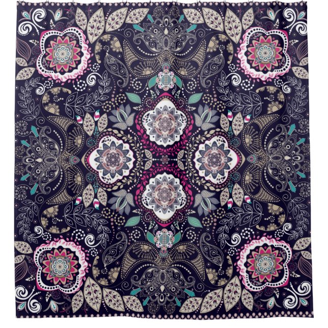 Paisley-Blumenmuster Duschvorhang (Vorderseite)