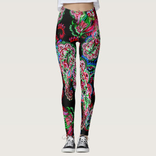 Paisley Blumenmuster, ethnischer Hintergrund. Leggings