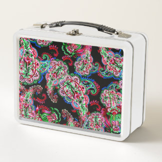 Paisley Blumenmuster, ethnischer Hintergrund. Metall Brotdose
