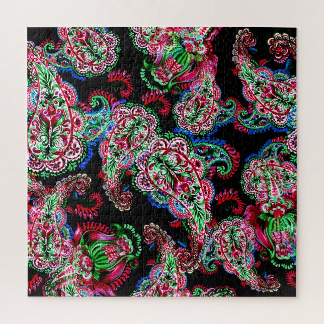 Paisley Blumenmuster, ethnischer Hintergrund. Puzzle (Vertikal)