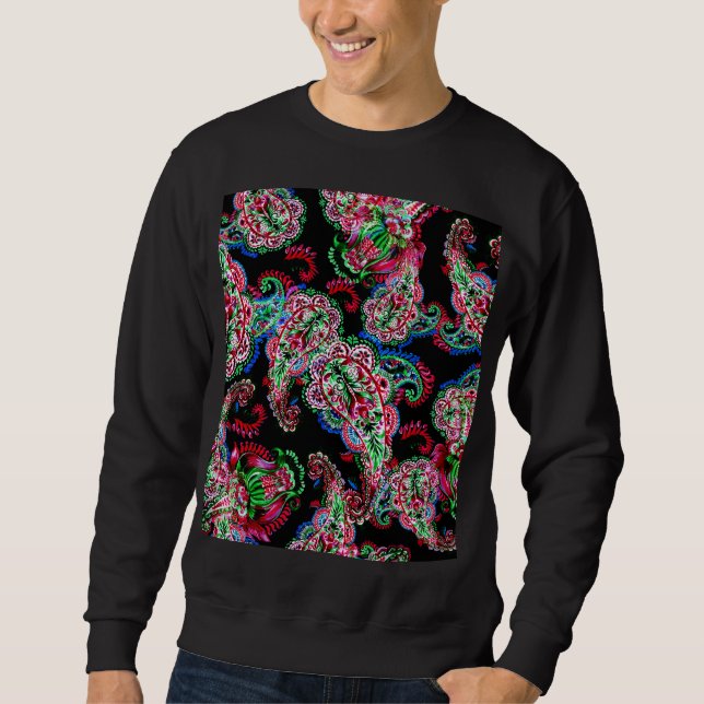 Paisley Blumenmuster, ethnischer Hintergrund. Sweatshirt (Vorderseite)