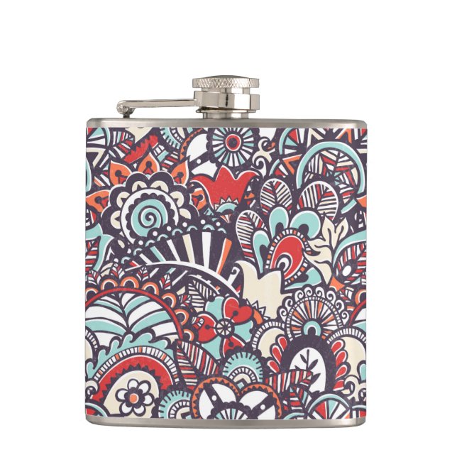 Paisley-Blumenmuster Flachmann (Vorderseite)