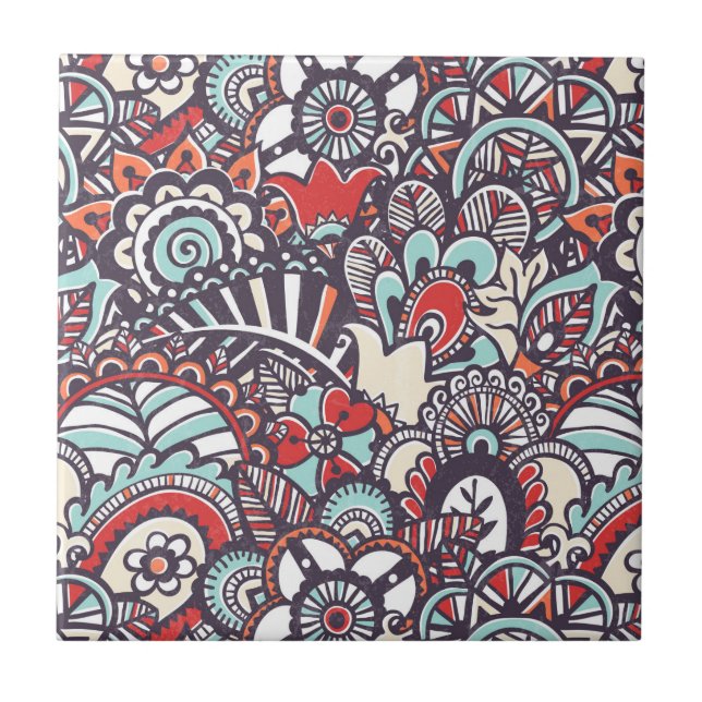 Paisley-Blumenmuster Fliese (Vorderseite)