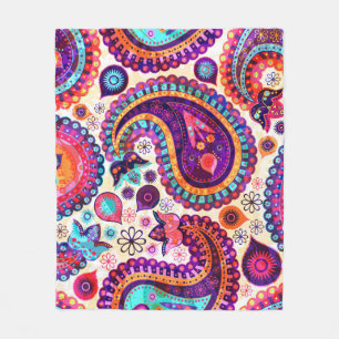 Paisley-Blumenmuster Indisches nahtloses Ornament Fleecedecke