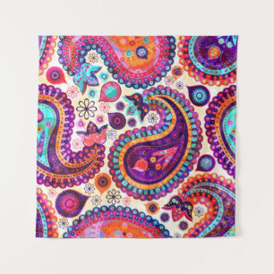 Paisley-Blumenmuster Indisches nahtloses Ornament Wandteppich