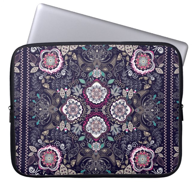 Paisley-Blumenmuster Laptopschutzhülle (Vorderseite)