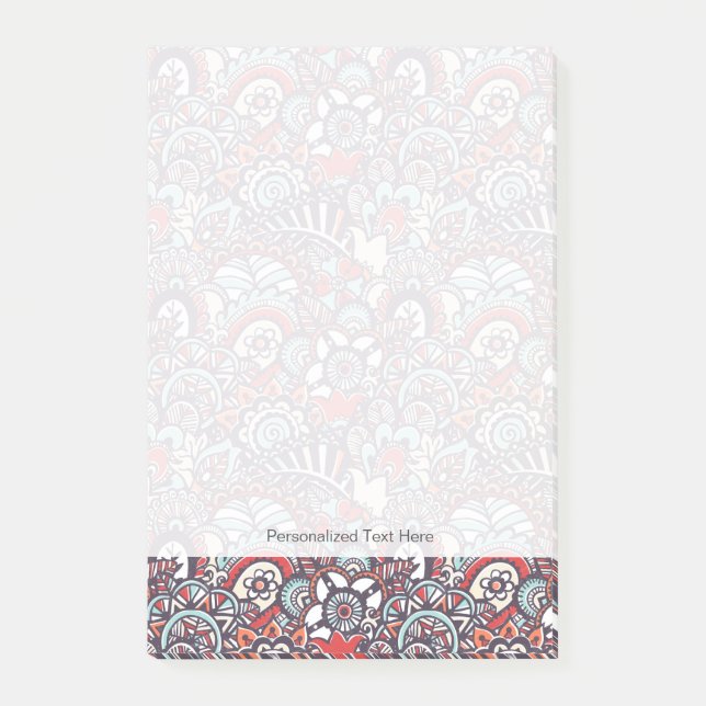 Paisley-Blumenmuster Post-it Klebezettel (Vorderseite)