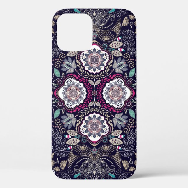 Paisley Blumenmuster, quadratisches Taschendesign. Case-Mate iPhone Hülle (Rückseite)