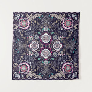 Paisley Blumenmuster, quadratisches Taschendesign. Wandteppich
