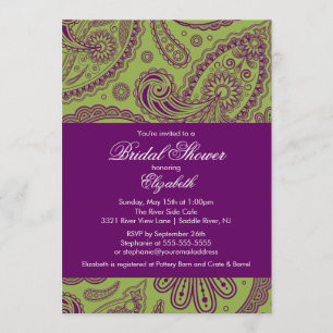 Paisley-Brautparty-Einladungs-Chartreuse Lila Einladung