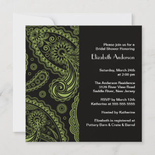 Paisley Bridal Dusche Einladung Black & Green