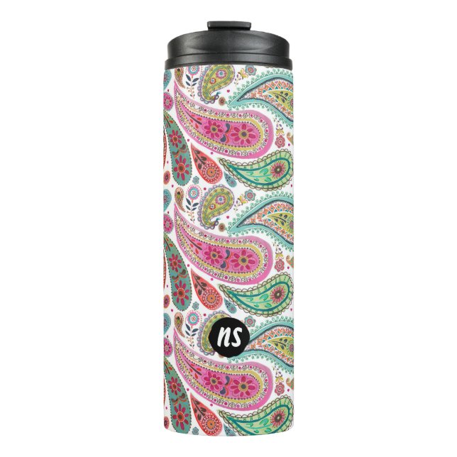 Paisley Bright Monogram | Thermal Tumbler Thermosbecher (Vorderseite)