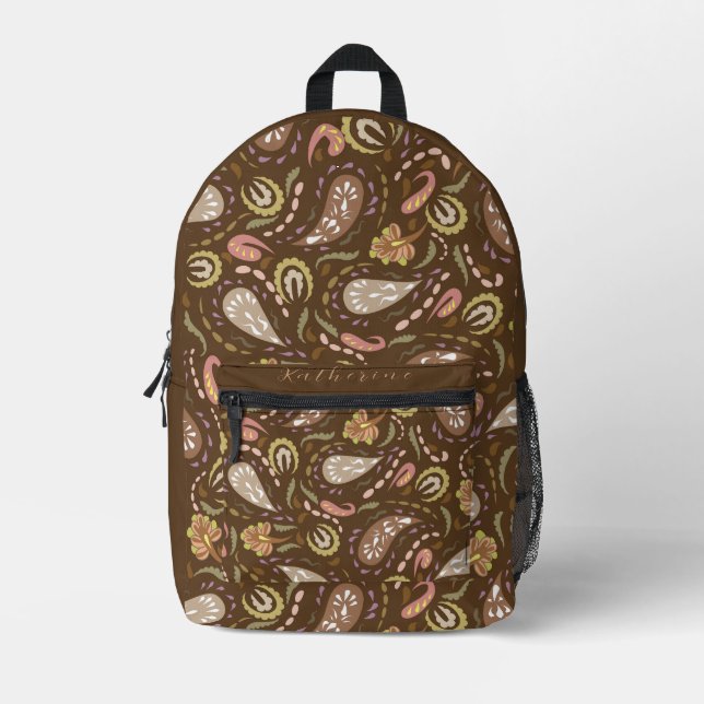 Paisley Brown Bedruckter Rucksack (Vorderseite)