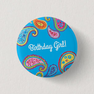 Paisley Bunte 1. Geburtstagsfeier Button