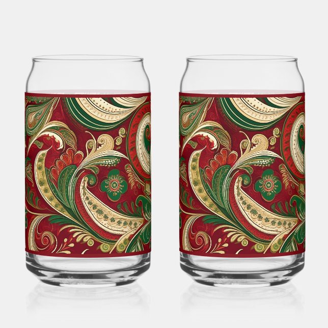 Paisley-Burgunder-Soda-Glas Dosenglas (Vorderseite)