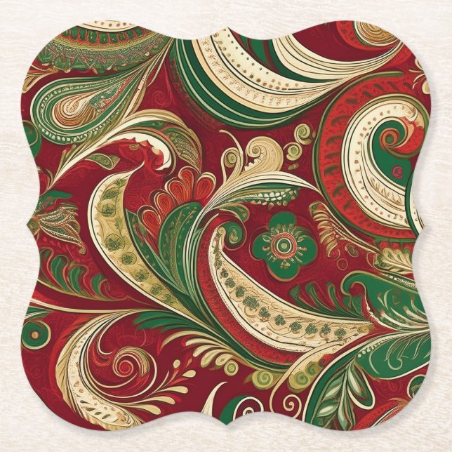 Paisley Burgundy Coaster Untersetzer (Vorderseite)