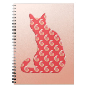 Paisley Cat - Farbtöne von Korallenorange Notizblock