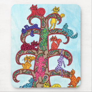 Paisley Cat Tree of Life Mousepad