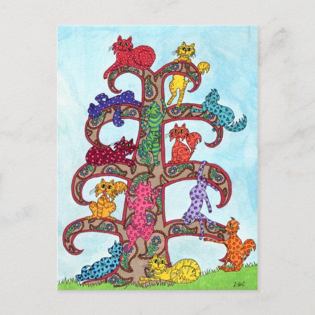 Paisley Cat Tree of Life Postkarte (Vorderseite)