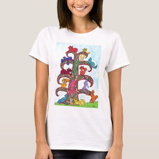 Paisley Cat Tree of Life T-Shirt (Vorderseite)