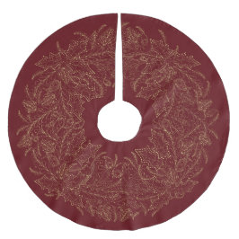 Paisley Christmas Wreath Burgundy & Cream Polyester Weihnachtsbaumdecke