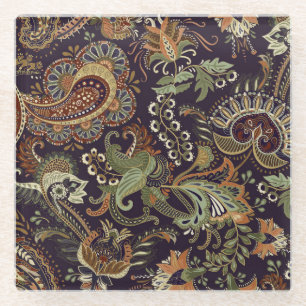 Paisley Colorful Textile: Ethnisches Vintages Desi Glasuntersetzer
