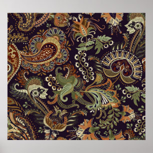 Paisley Colorful Textile: Ethnisches Vintages Desi Poster