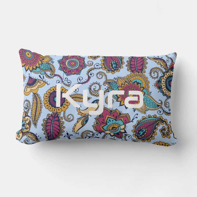 Paisley Colorful, Throw Kissen mit Namen (Vorderseite)